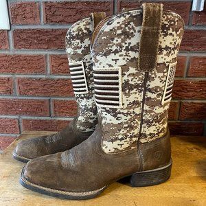 Ariat Men's Cowboy Boots 9D - Brown/Tan/Camo/Flags